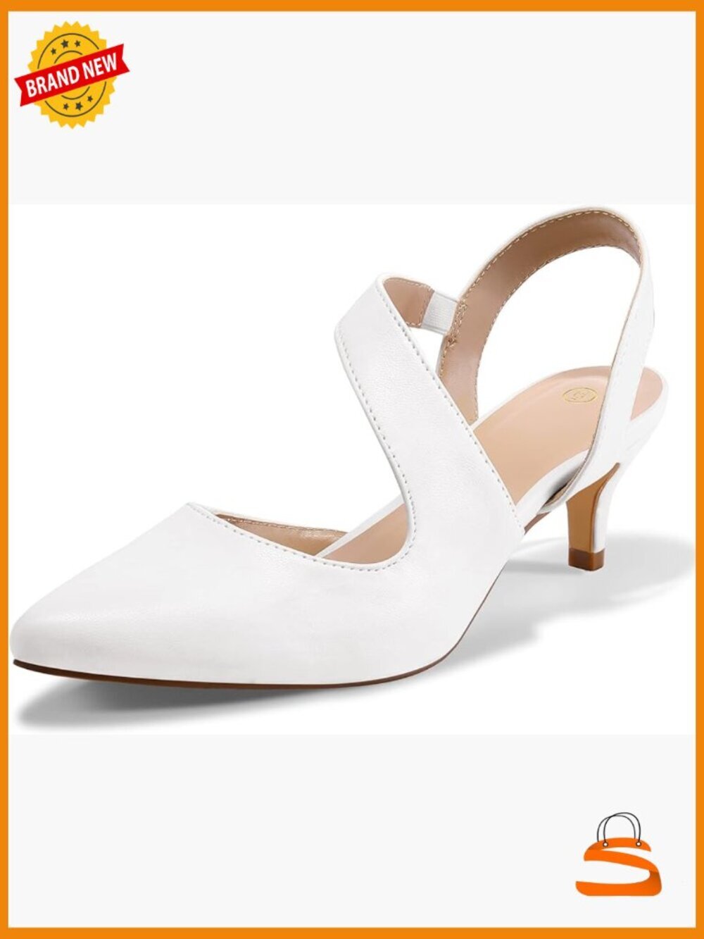 Women's 2" Kitten Heel Slingback Pumps Pointed Toe Non-Slip Dress Shoes